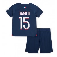 Camisa de Futebol Paris Saint-Germain Danilo Pereira #15 Equipamento Principal Infantil 2023-24 Manga Curta (+ Calças curtas)